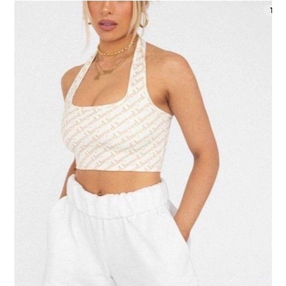 New Heart & Hips Halter Boxed Top Size S Stretch Lined Festival Concert Rave Y2K